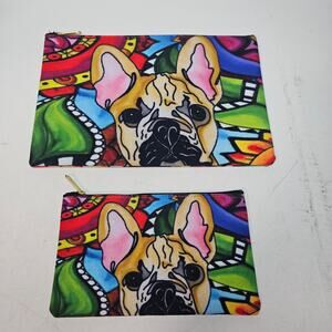 French Bulldog Bundle NWOT Pouch by Artist Alyson Whitney. PopArt. Travel School